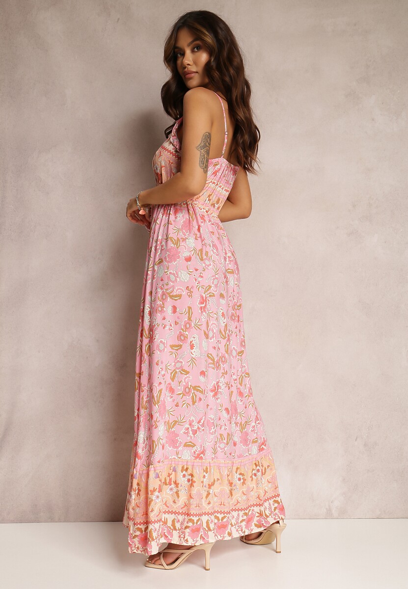 Różowa Sukienka z Wiskozy Aeroreia