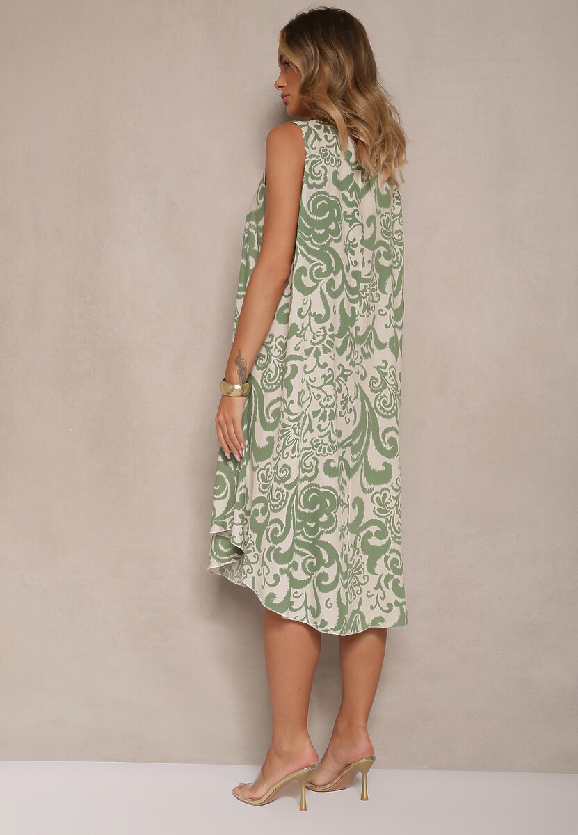 Zielona Sukienka z Bawełny z Motywem Paisley Zivanae