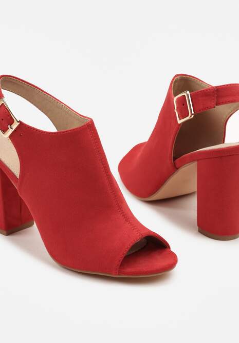Czerwone Sandały Vices na Słupku z Wkładką ze Skóry Naturalnej Feladriela