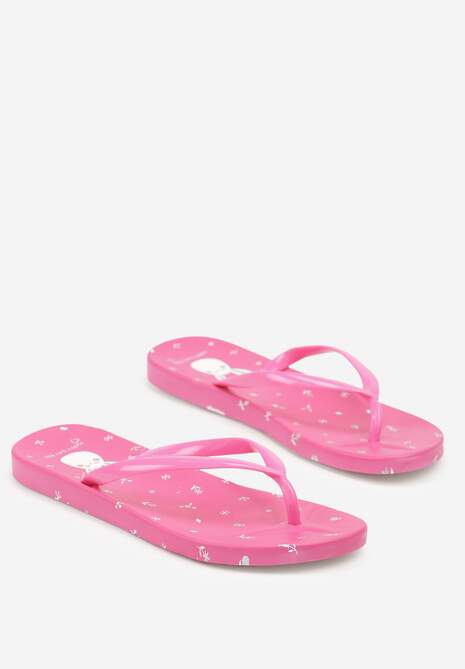 Fuksjowe Japonki Zdobione Nadrukiem na Podeszwie Pasiluna