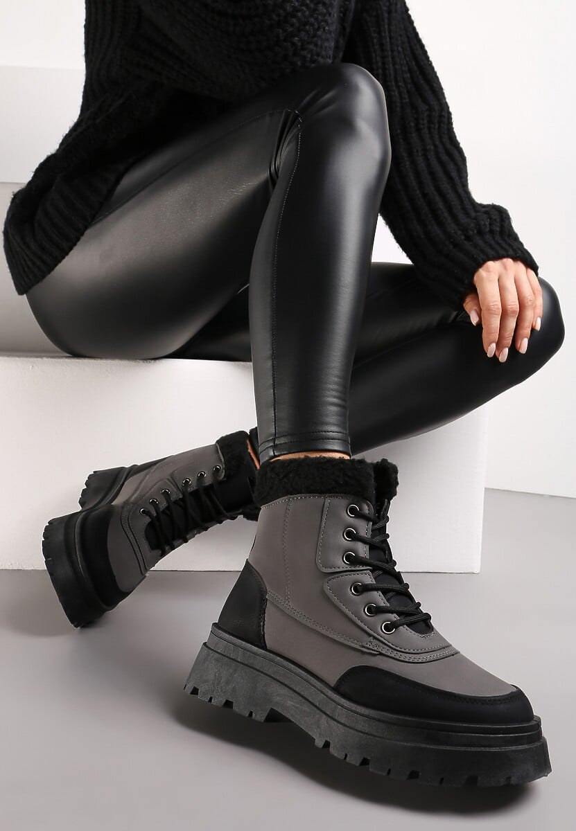 Czarne Traperki z Futerkiem Eidenope