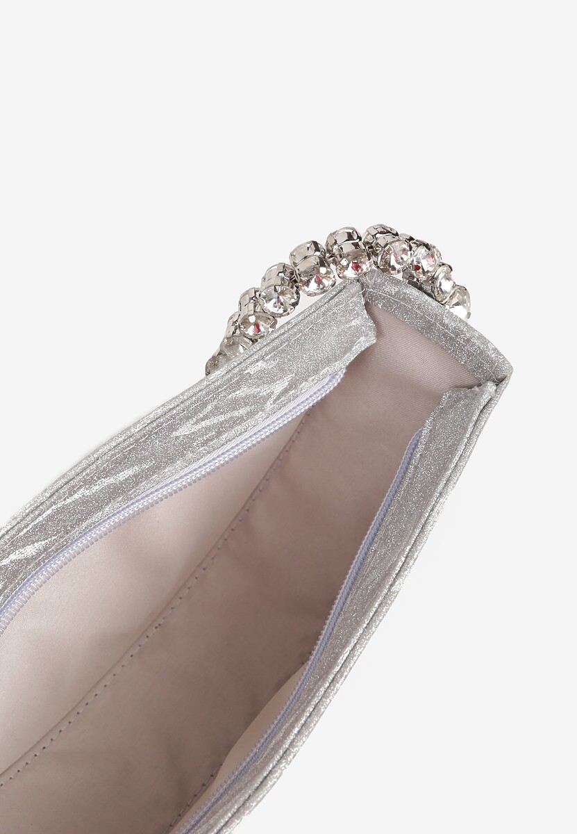 Srebrna Wizytowa Torebka z Biżuteryjną Rączką i Cyrkoniami Daricarre