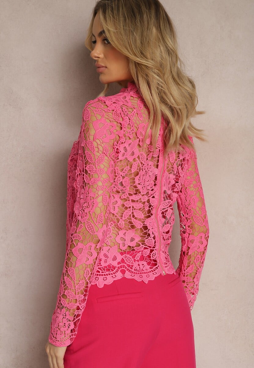 Fuksjowa Bluzka Koronkowa Rissanen