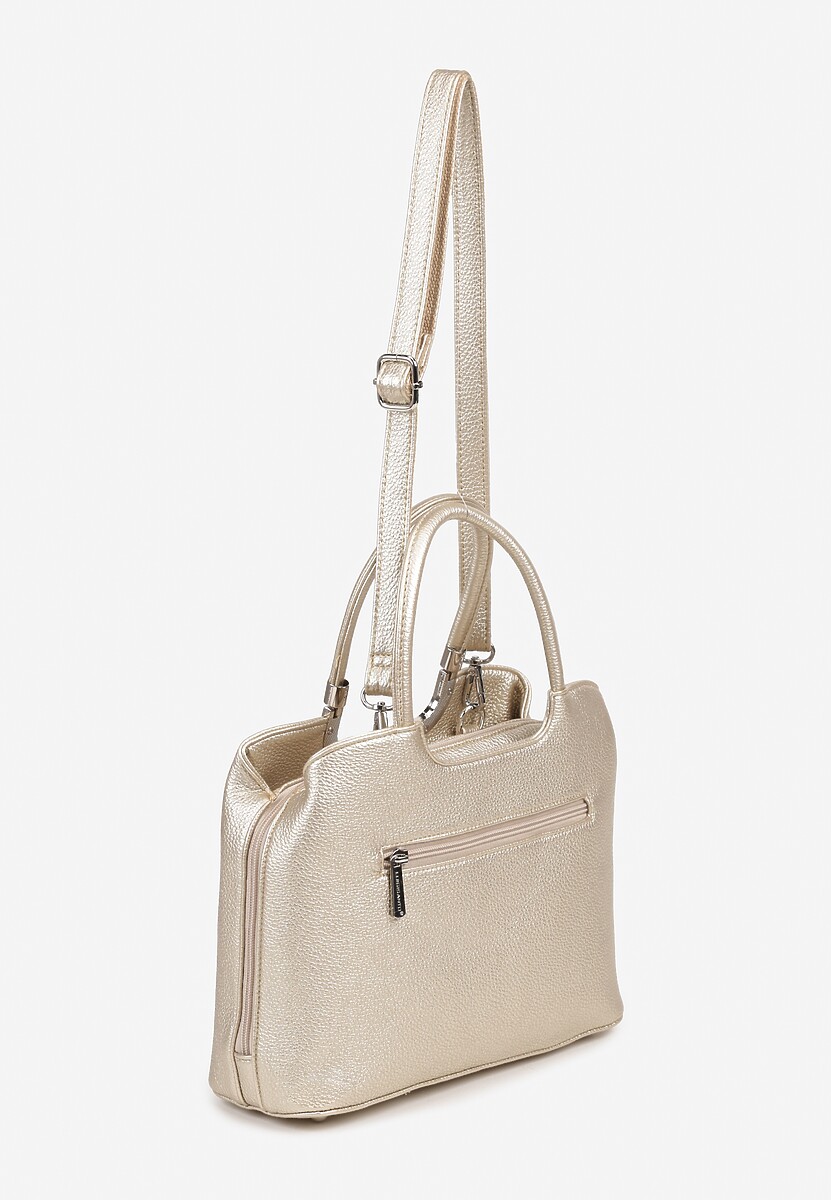 Złota Prostokątna Torebka Klasyczna z Paskiem i Rączką Clarilou