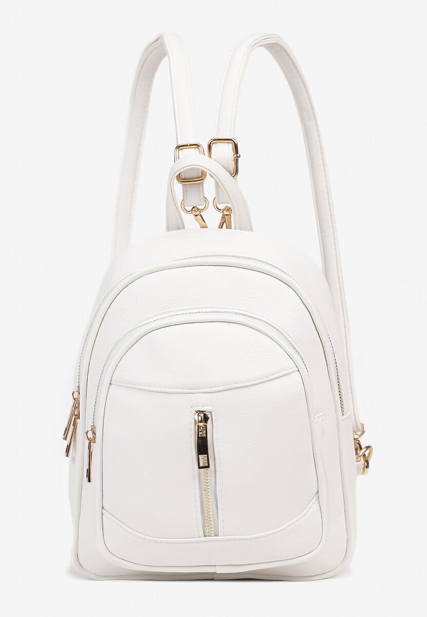 Biały Plecak na Ramiączkach z Regulacją Wykończony Suwakami Nelsey