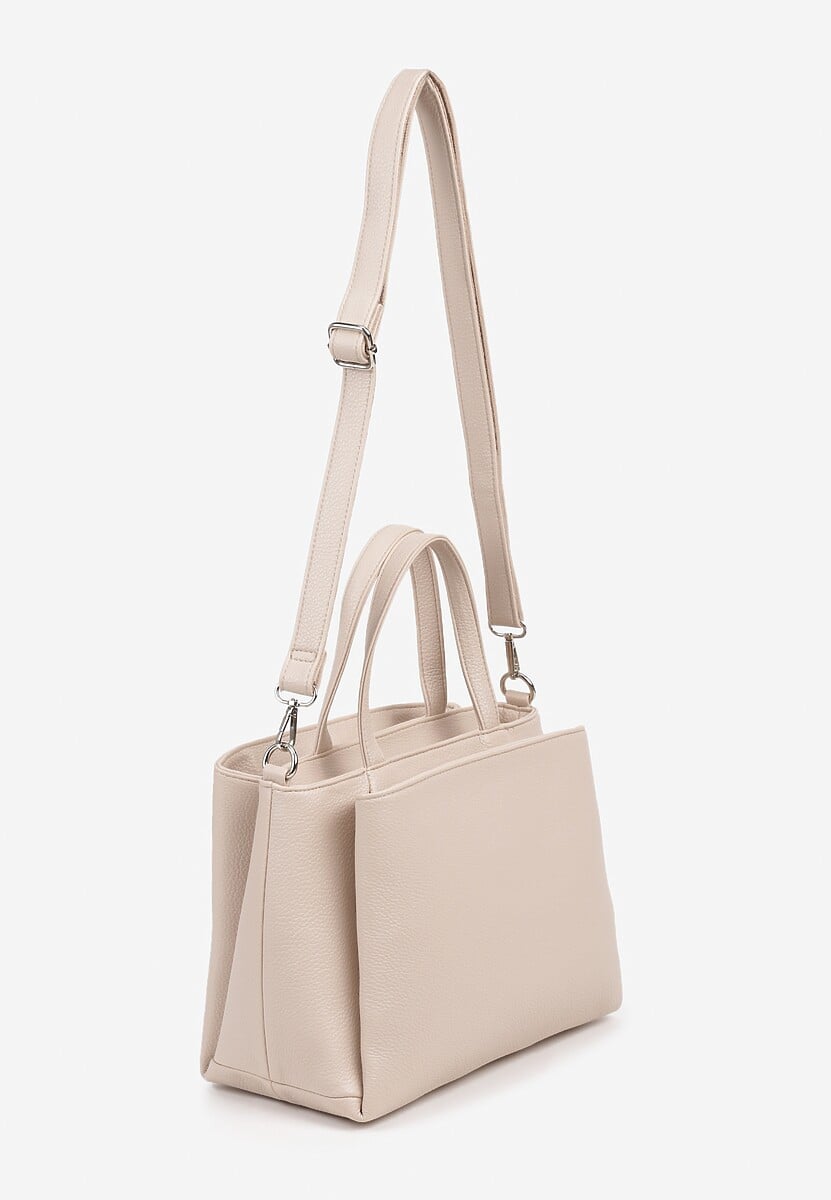 Beżowa Torebka Shopper z Trzema Przegródkami Meravienna