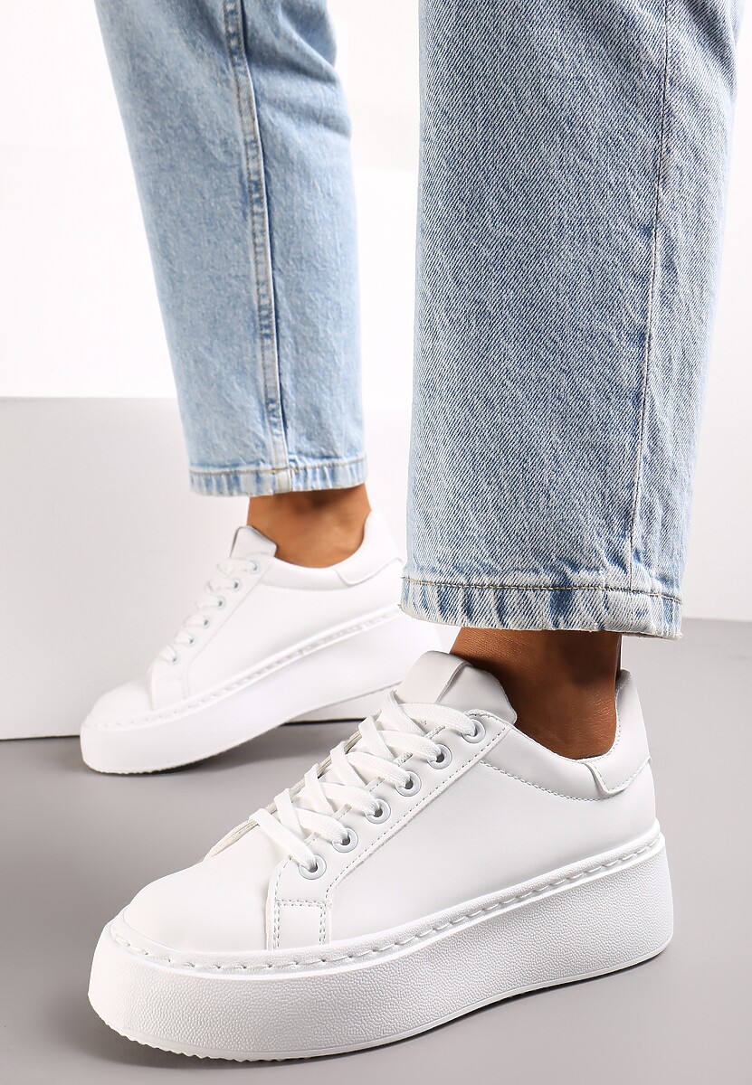 Biało-Czarne Basicowe Sneakersy na Platformie Tiaeliana