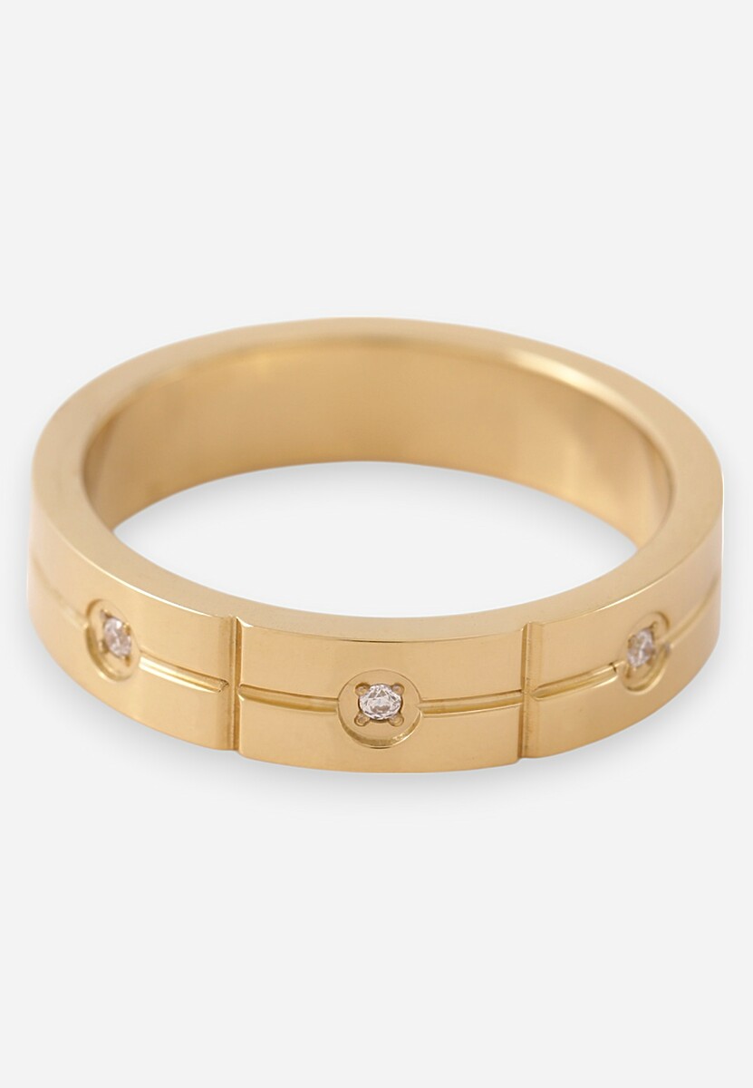 Złoty Klasyczny Pierścionek Ozdobiony Cyrkoniami Thirazi