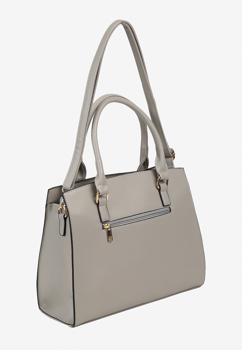 Szara Torebka Trapezowa z Aplikacją w Kształcie Owada Moonbelle