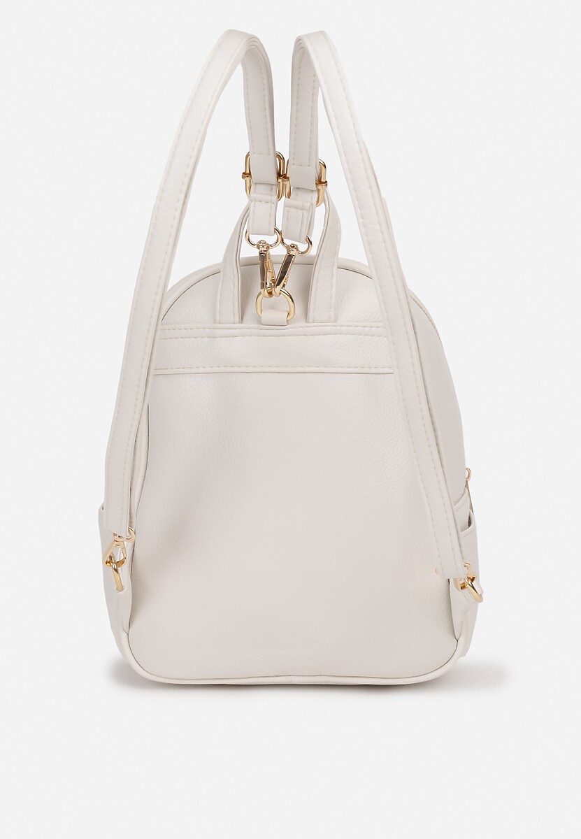 Biały Plecak Ozdobiony Suwakami z Odpinanymi Paskami z Regulacją Nelmira