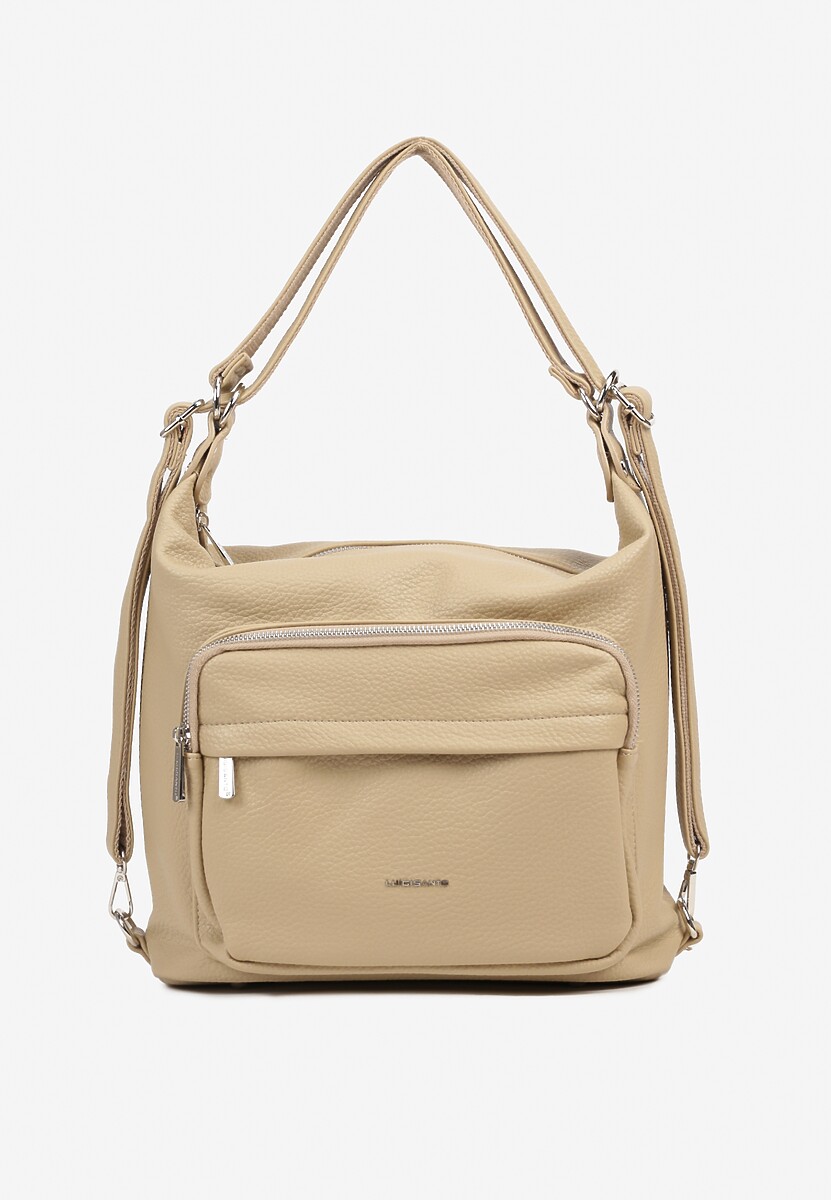 Beżowa Torebka z Metalicznym Napisem Tevianea