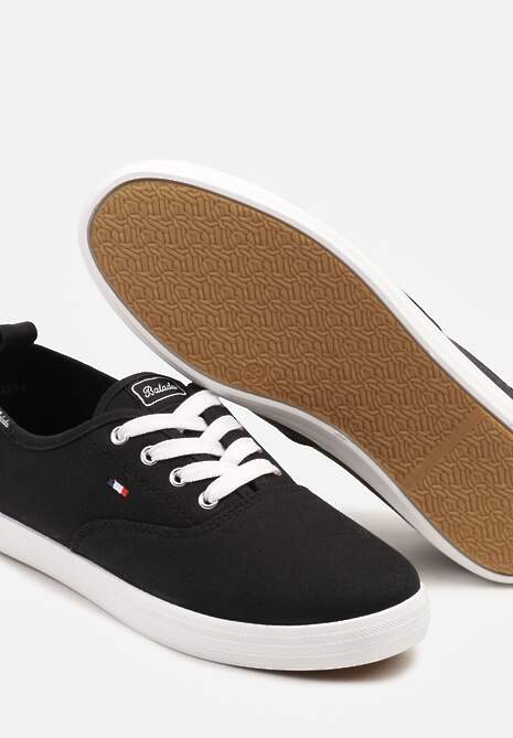 Czarne Klasyczne Tenisówki Vices ze Sznurowaną Cholewką Telisara