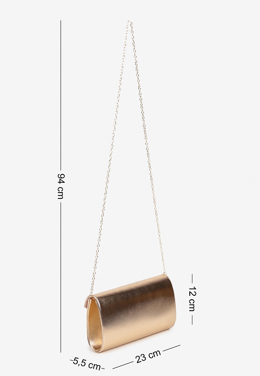 Szampańska Metaliczna Torebka Kopertówka z Odpinanym Łańcuszkiem Flonne