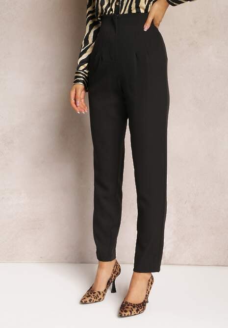 Czarne Spodnie Cygaretki High Waist Molfi