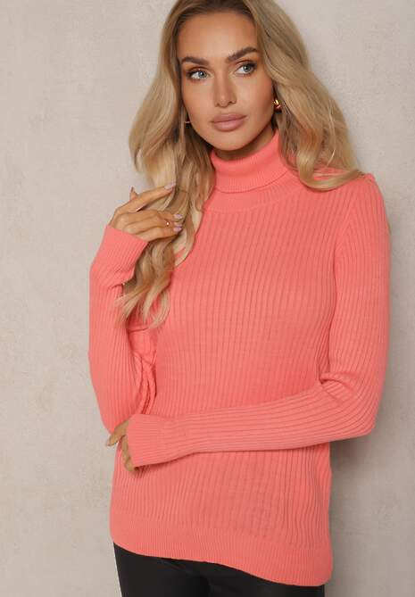 Różowy Klasyczny Golf Prążkowany Solrelia