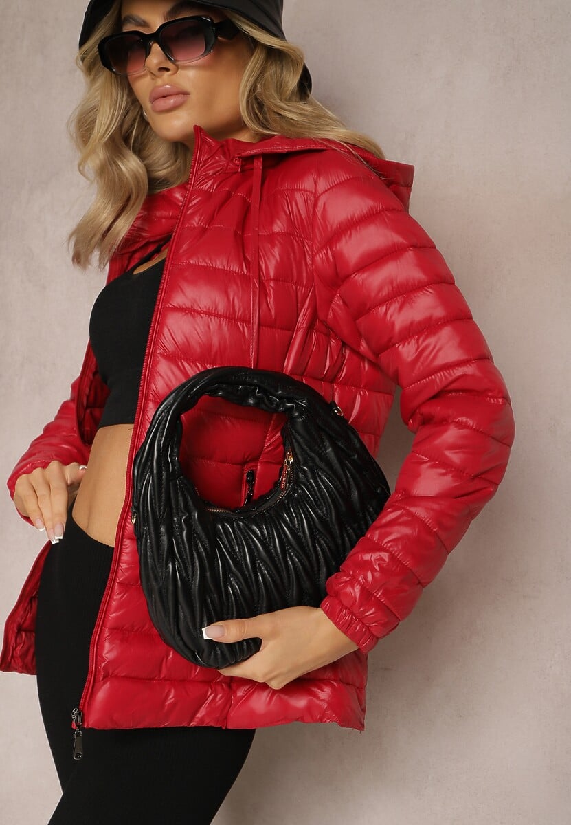 Czerwona Pikowana Kurtka z Odpinanym Kapturem Telianna