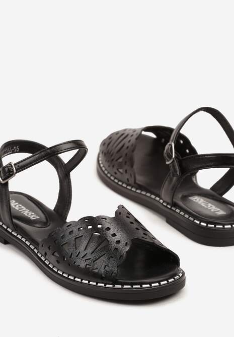 Czarne Ażurowe Sandały Lisanona