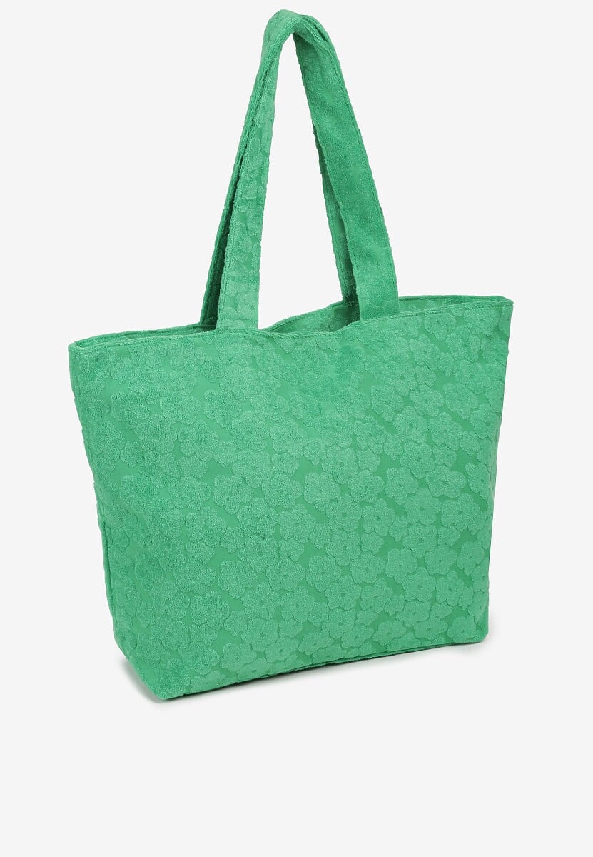 Ciemnozielona Duża Torebka z Tłoczonym Wzorem i Rączkami Zapinana na Zamek Błyskawiczny Ophubia