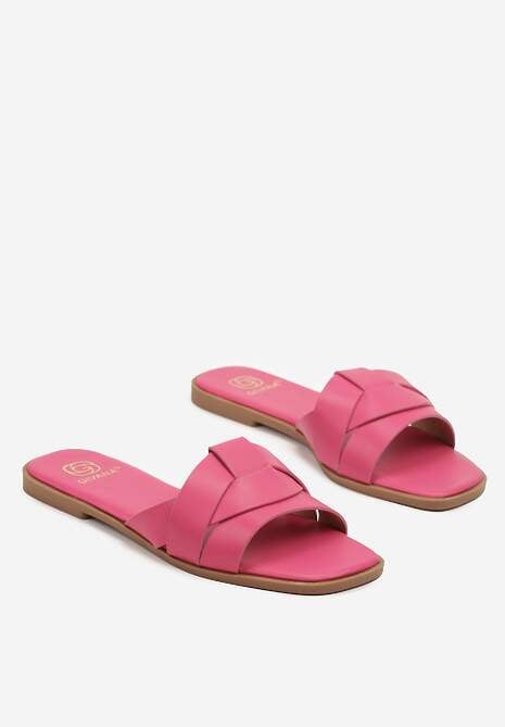 Fuksjowe Klapki z Ozdobnie Przeplecionymi Paskami Davianne