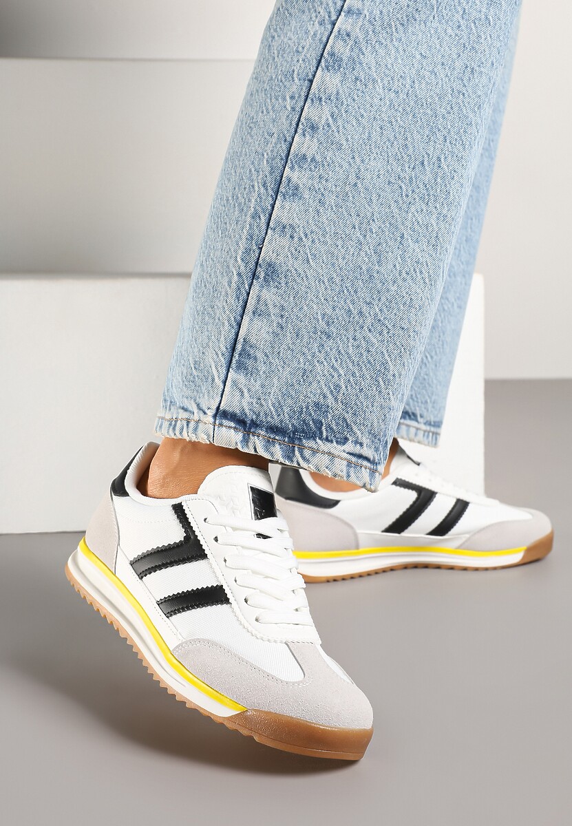 Białe Sneakersy Ozdobione Paskami Nairalina