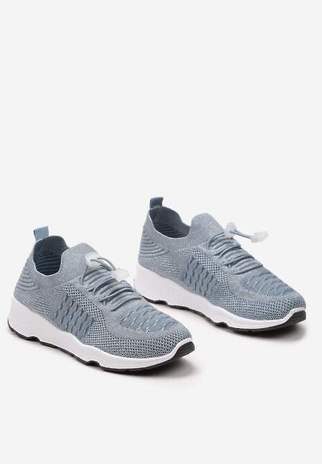 Jasnoniebieskie Buty Sportowe Ściągane Gumką Ozdobione Metaliczną Nicią Rianelle
