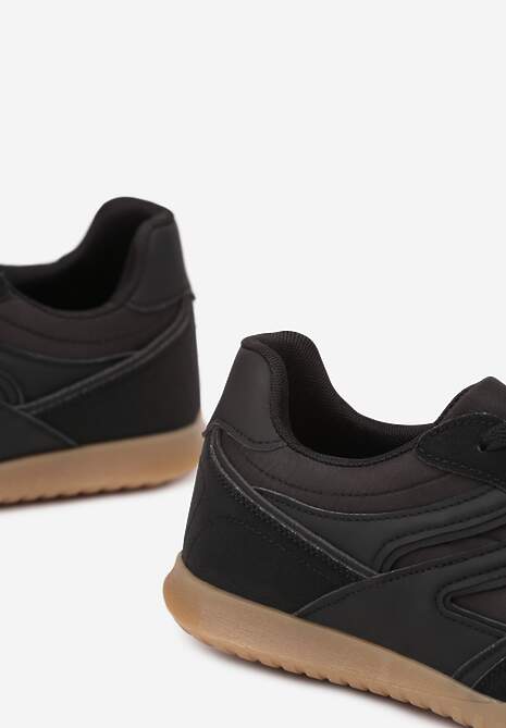 Czarne Sneakersy Tenisówki z Geometrycznym Motywem Fesindia