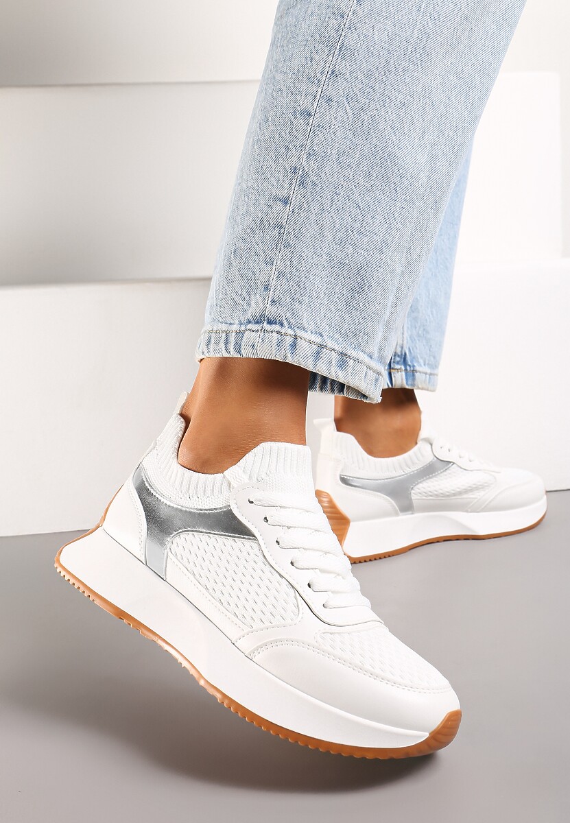 Białe Sneakersy ze Skarpetkową Cholewką Willowa