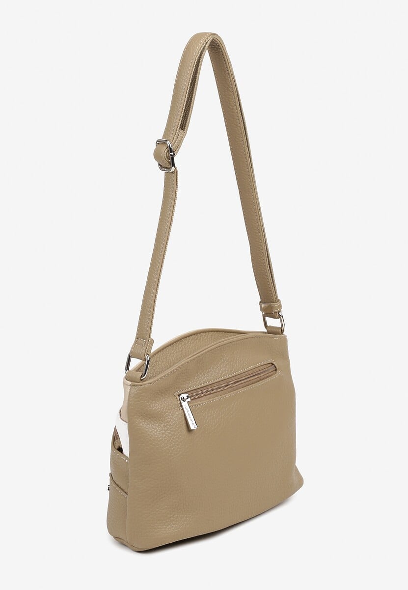 Beżowa Torebka Ozdobione Suwakami i Napisami Tanovira