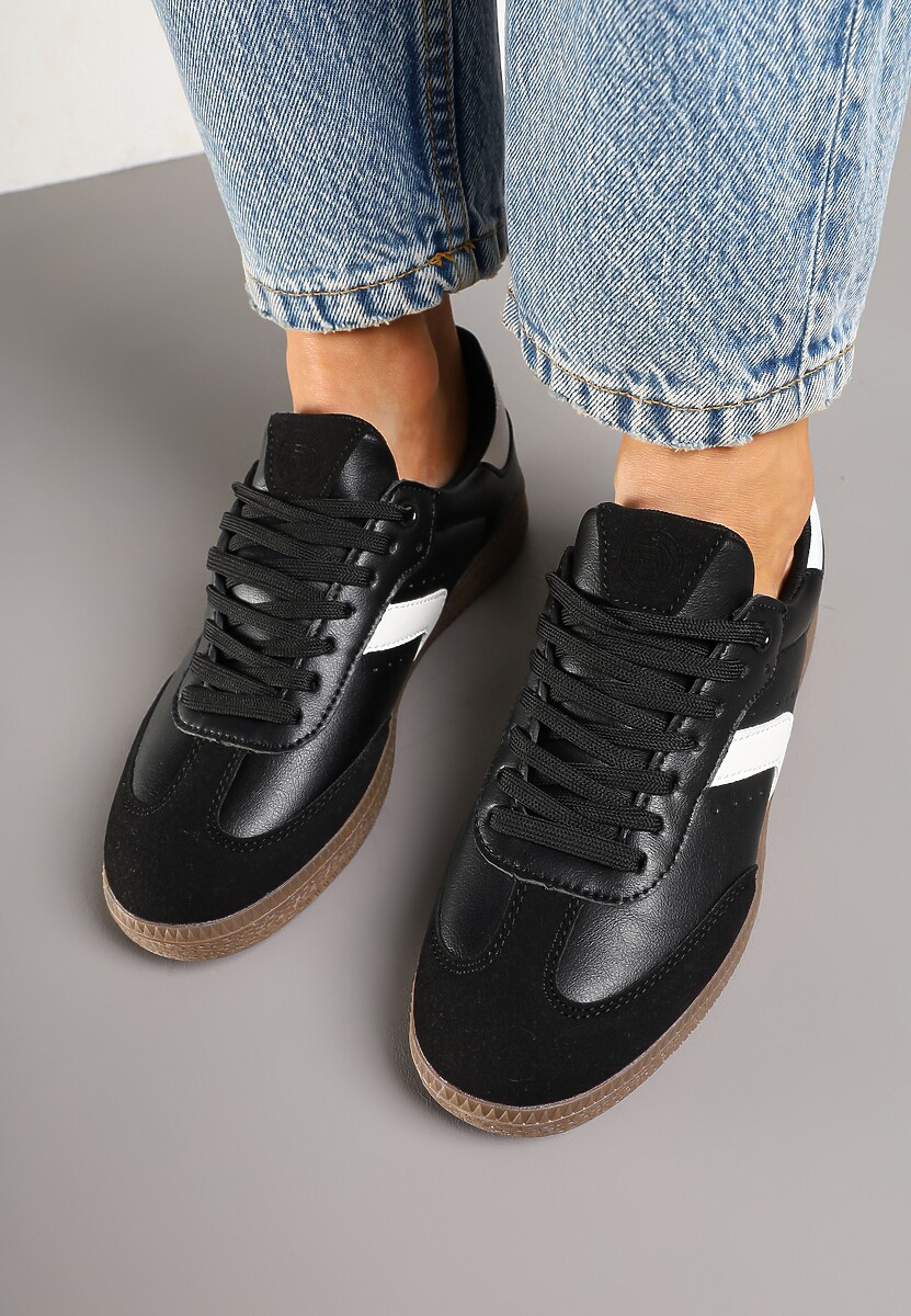 Czarne Sneakersy z Perforacją w Stylu Tenisówek Olirielis