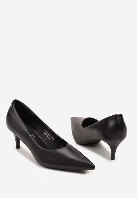 Czarne Czółenka Vices na Obcasie Typu Kaczuszka ze Skórzaną Wkładką Amerisse