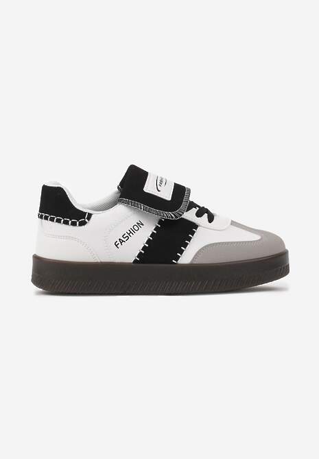 Biało-Czarne Sneakersy na Platformie z Kontrastującymi Detalami i Wywiniętym Językiem Amirila