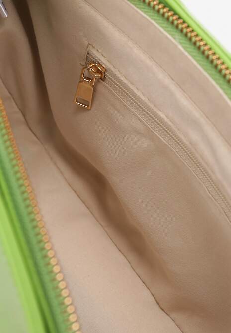 Zielona Torebka Baguette z Imitacji Skóry z Magnesem i Paskiem z Regulacją Grenelia