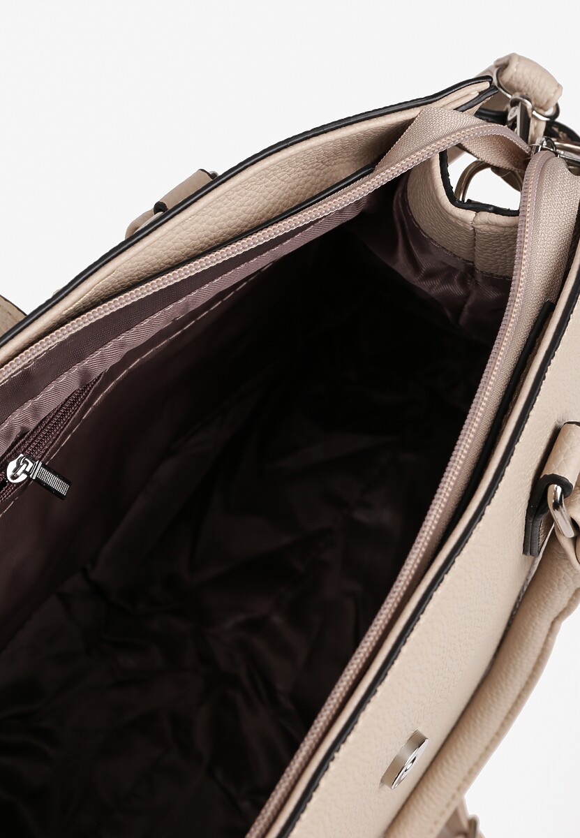 Szara  Torebka Ozdobiona Klapą i Metaliczną Wstawką Jonavia