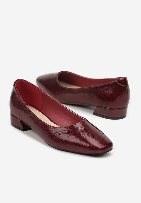 Bordowe Czółenka Lakierowane Vices z Wkładką ze Skóry Naturalnej Naliorelle