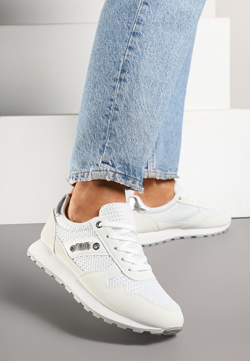 Białe Sneakersy z Ozdobnymi Cyrkoniami Adisona