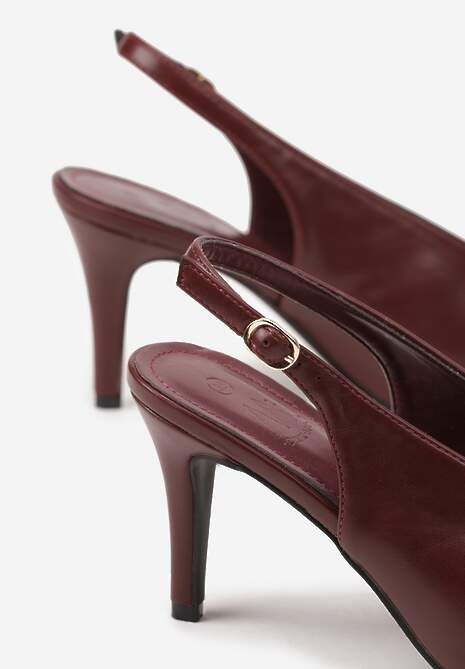 Bordowe Sandały Slingback na Obcasie Typu Szpilka Latira