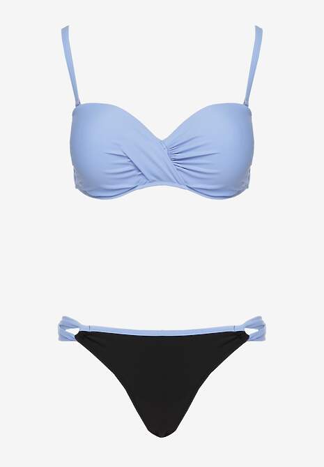 Jasnoniebieskie Bikini Majtki Figi i Biustonosz z Marszczeniem Sepiana