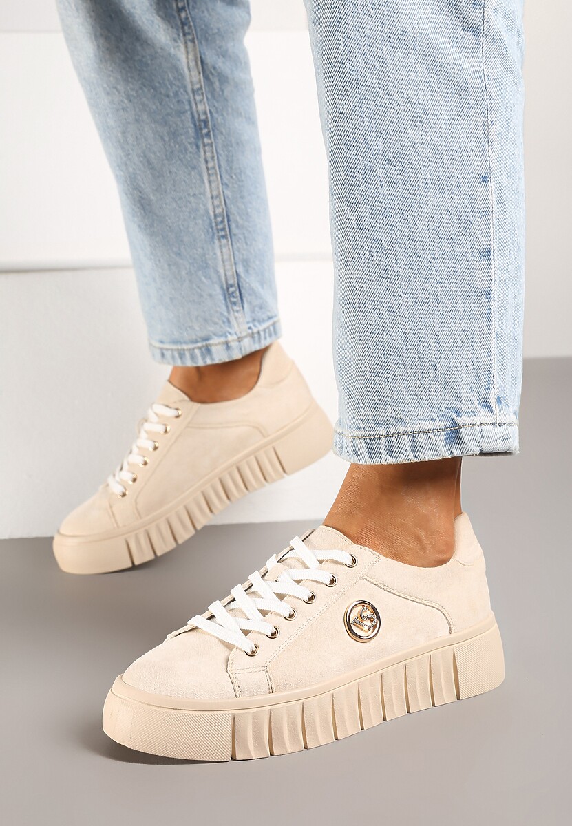 Czarno-Złote Sznurowane Sneakersy Vices na Platformie z Tłoczeniem i Metaliczną Aplikacją Lavfedi