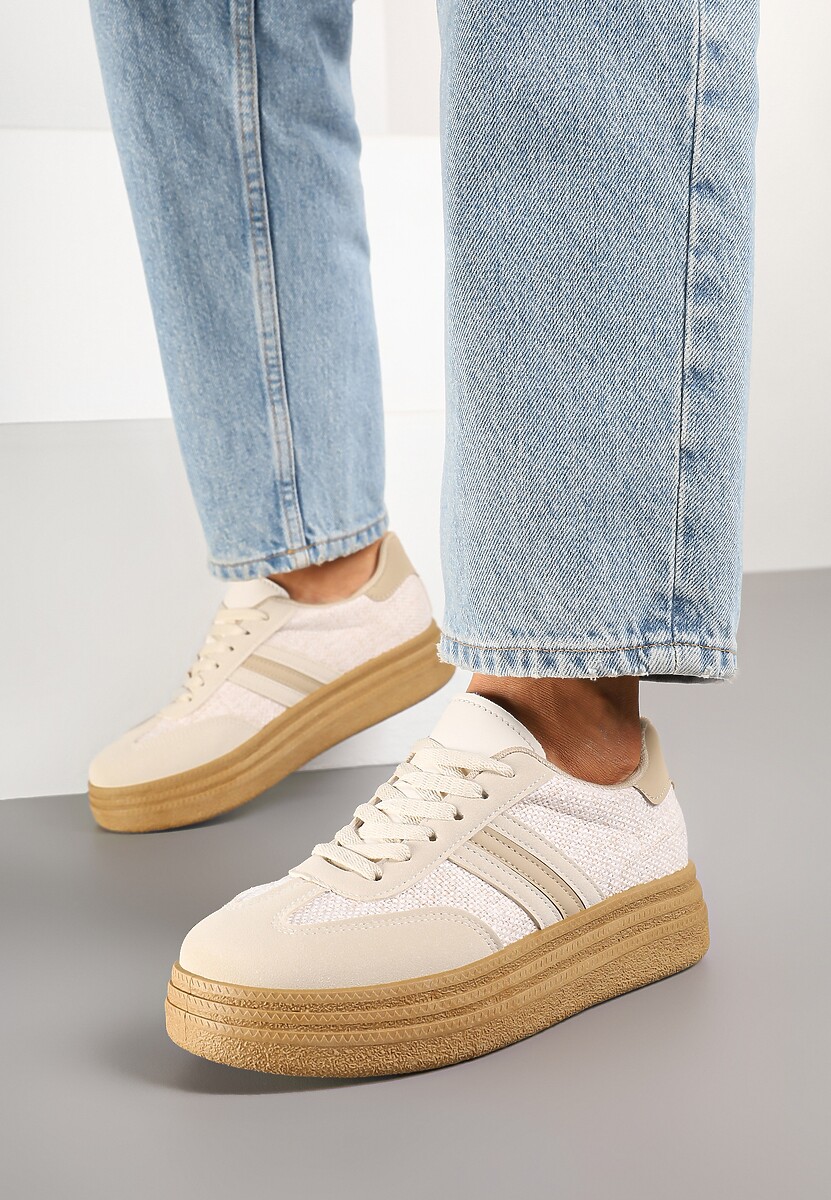 Niebieskie Sneakersy Kultowe Tenisówki na Grubej Podeszwie Ozdobione Wzorem w Panterkę Gonelis