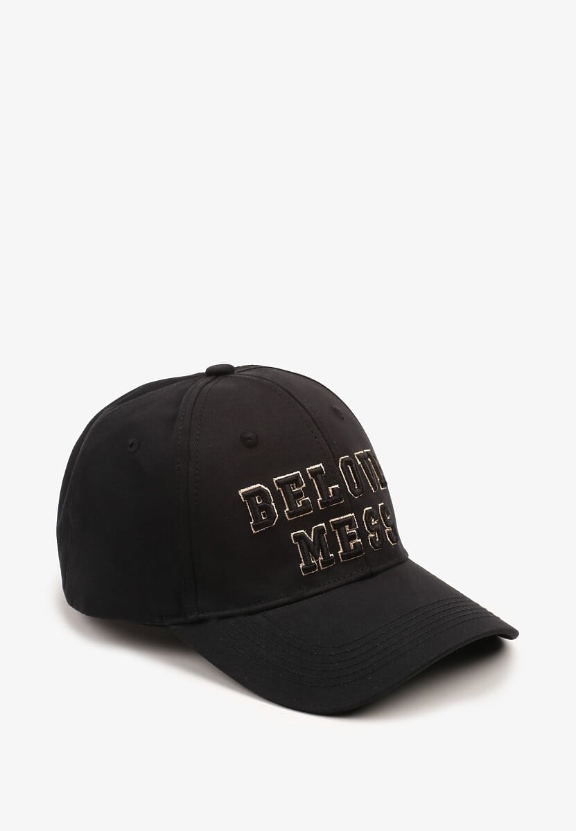 Czarna Czapka z Bawełny z Daszkiem i Napisem Mirazi