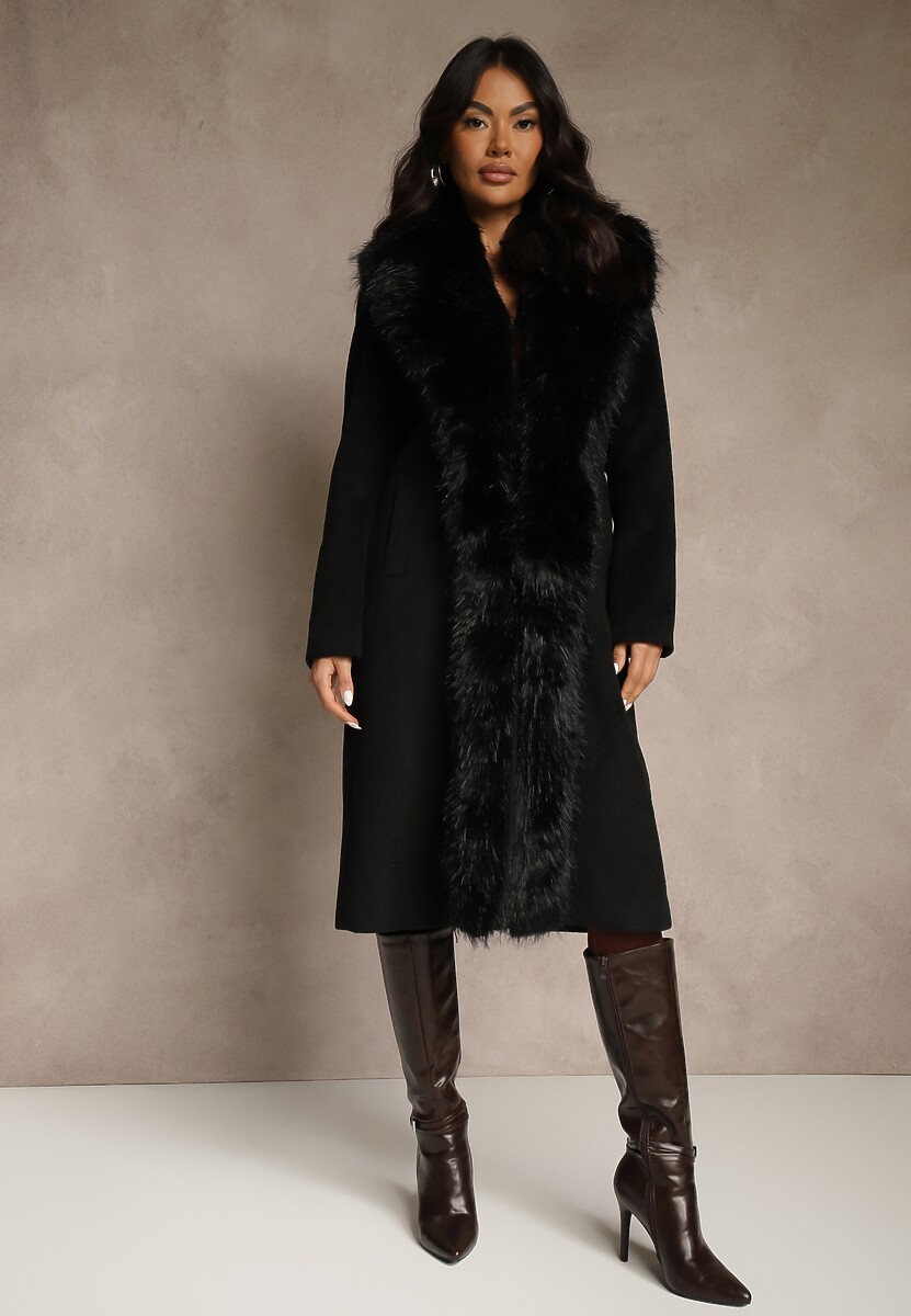 Brązowy Płaszcz z Odpinanym Futerkiem Lillvana