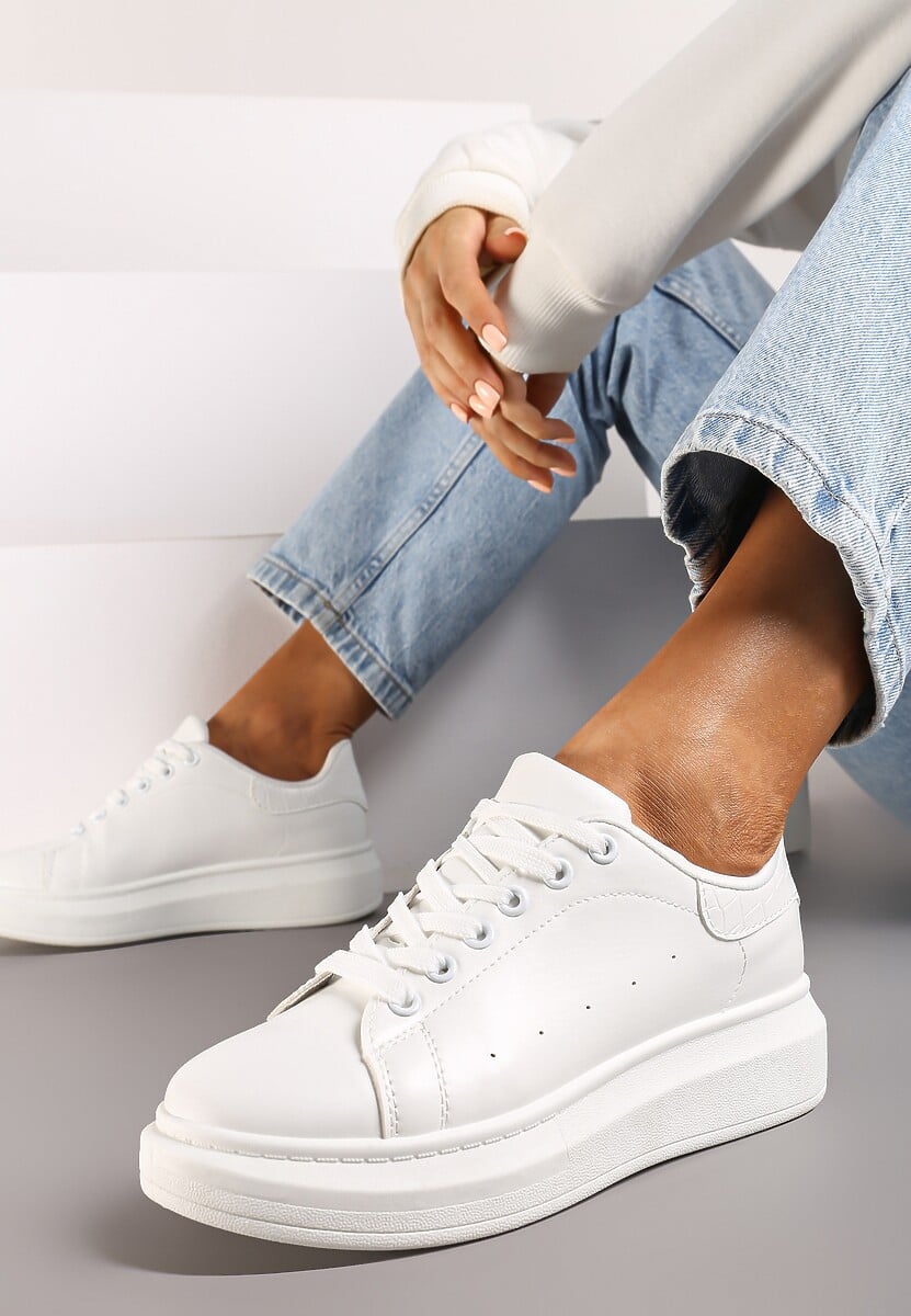 Białe Sneakersy na Niskiej Platformie w Klasycznym Stylu Lucid Dream