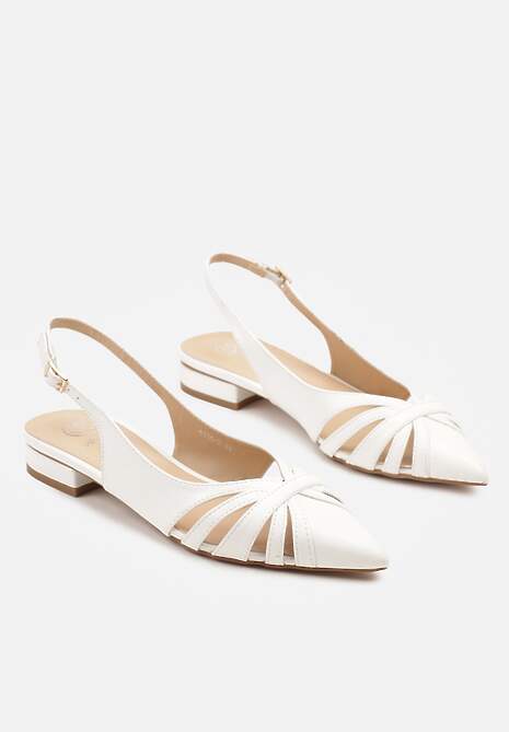 Białe Sandały Typu Slingback Ozdobione Wycięciami Redose