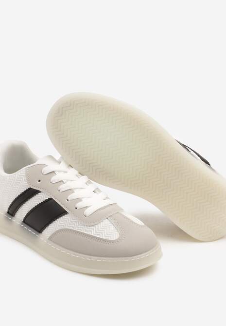 Biało-Czarne Sneakersy w Stylu Tenisówek z Paskami Eleaniria