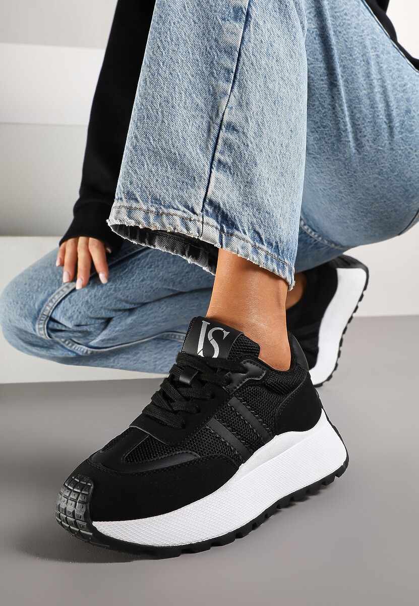 Beżowe Sznurowane Sneakersy Vices na Platformie z Ozdobnymi Paskami Seliniel