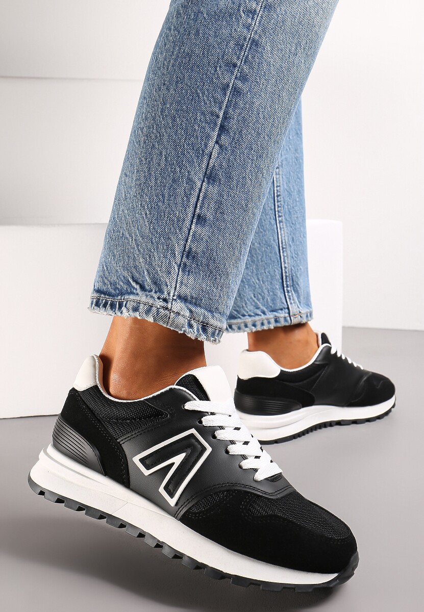 Czarne Sneakersy przed Kostkę z Protektorem Sabines