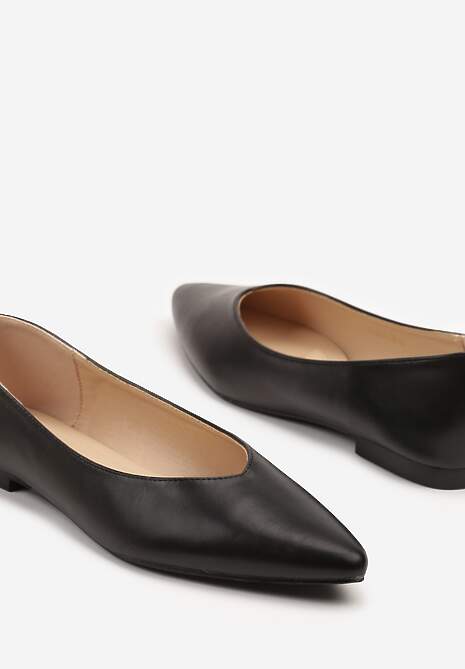 Czarne Balerinki Vices Ozdobione Migdałowym Noskiem Neoranea