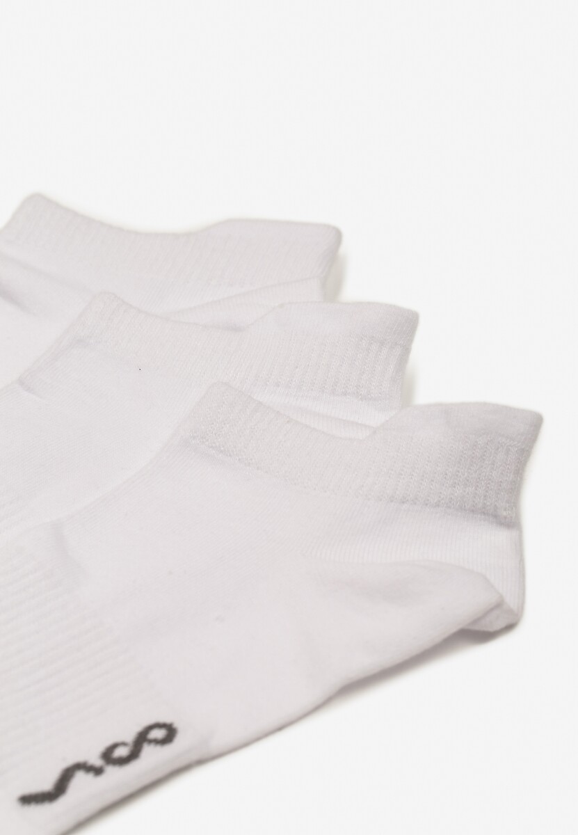 3-pack Białe Bawełniane Skarpety Stopki z Napisem Marosela