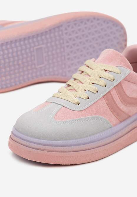 Różowo-Niebieskie Sneakersy Typu Kultowe Tenisówki na Niskiej Platformie Olritia