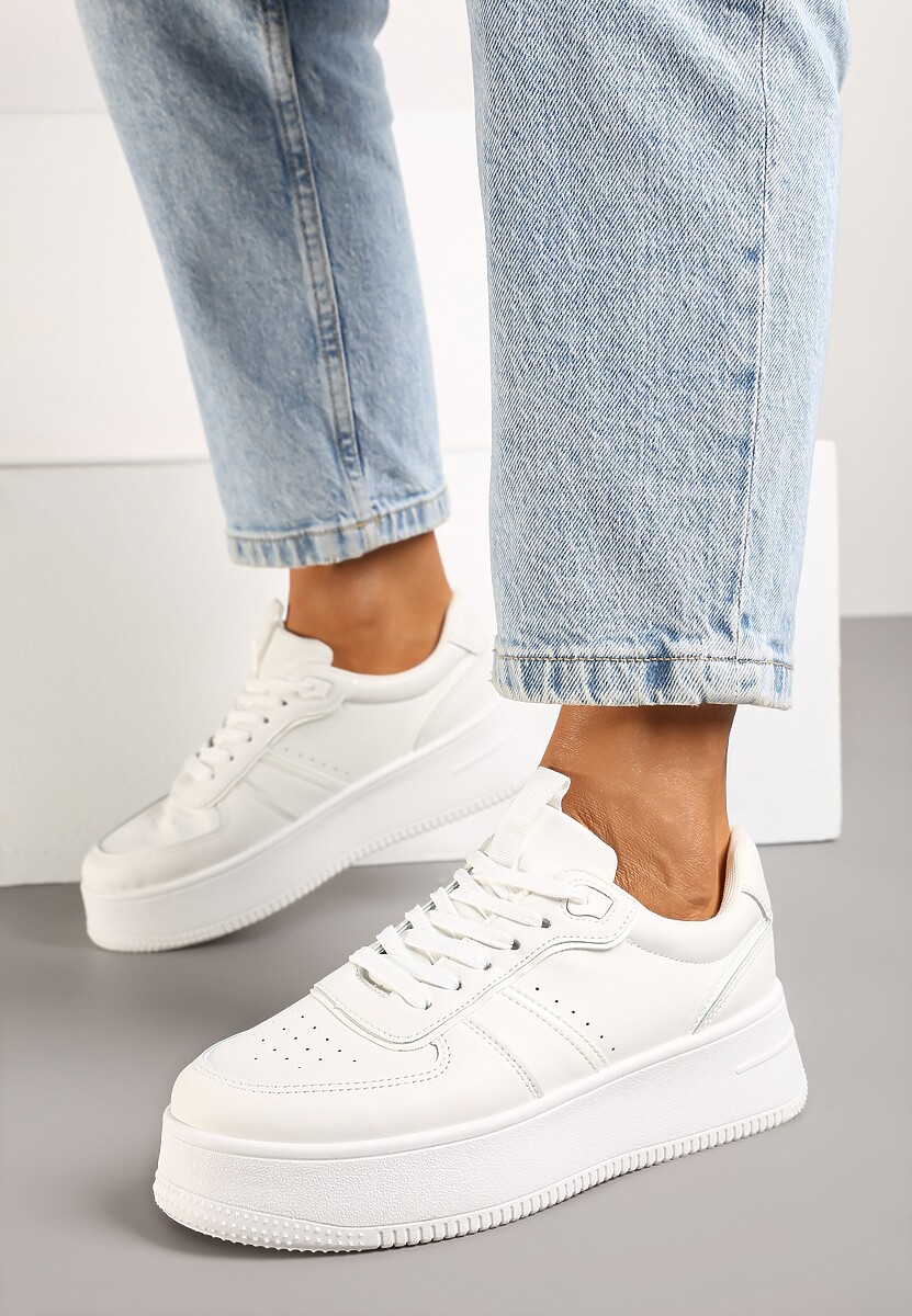 Białe Casualowe Sneakersy Vices na Niskiej Platformie Torila